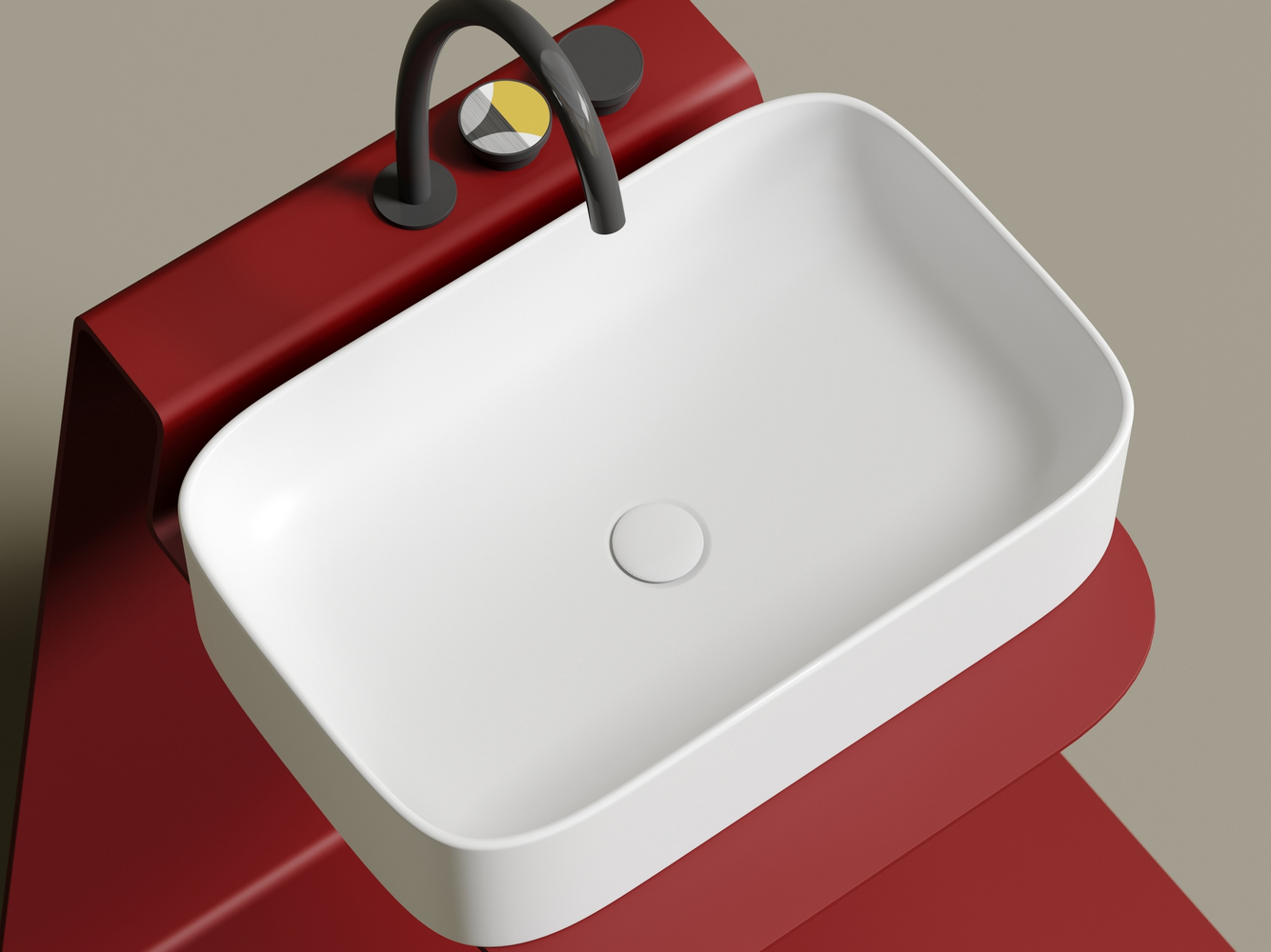 Умывальник чаша накладная прямоугольная (цвет Белый Матовый) Элемент (Element) 605x380x150мм, артикул CN6053MW