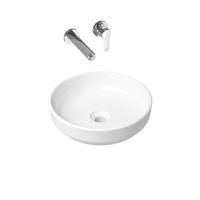 Комплект 2 в 1 Lavinia Boho Bathroom Sink Slim 21510181, накладная фарфоровая раковина 40 см, встраиваемый смеситель со скрытым механизмом