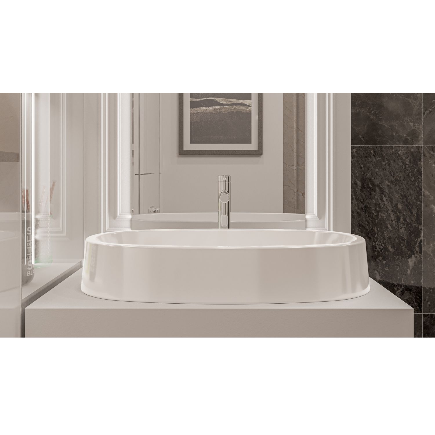 Умывальник WHITECROSS Obsidian C 65x35 (белый глянец) иск. камень