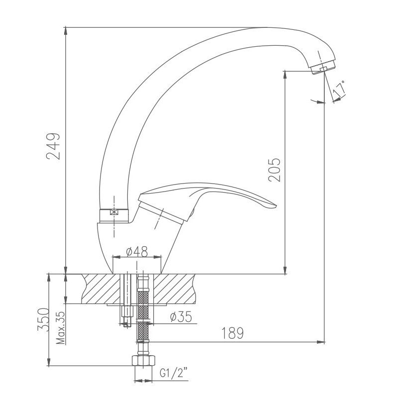 Смеситель для кухни Haiba HB4121, хром