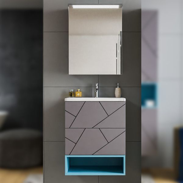 Комплект мебели для ванной Бриклаер КРИСТАЛЛ 60Z, графит/муссон