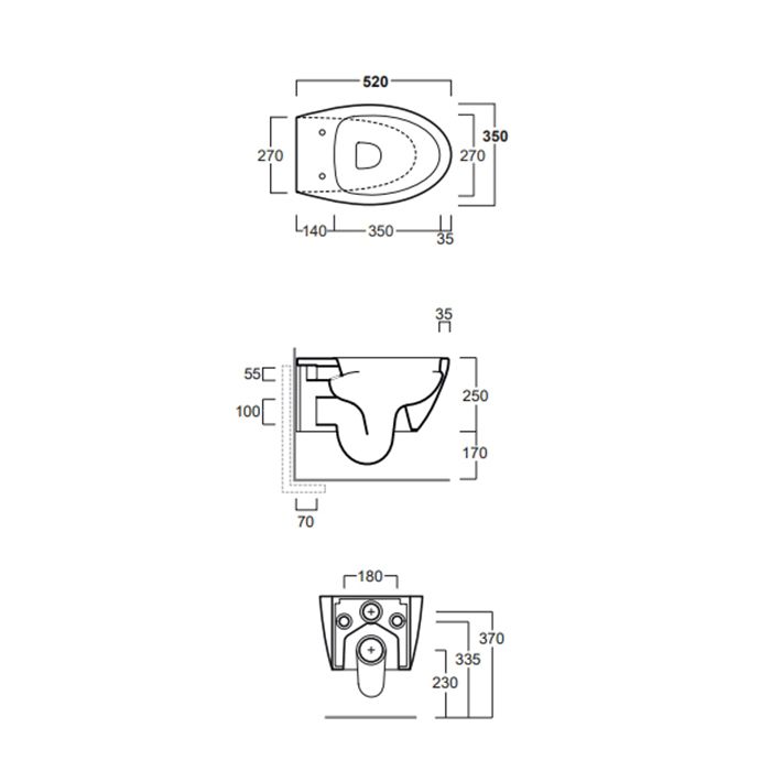 Simas Lft Spazio унитаз подвесной безободковый 52х35см, цвет белый матовый, без крепления F85