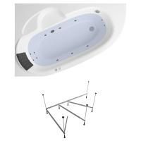Гидромассажный комплект 4 в 1 Lavinia Boho Bell Pro 36099H00, акриловая ванна 150x100 см (левый разворот), каркас с монтажным набором, подголовник, гидромассаж