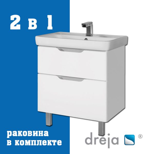 Тумба с раковиной подвесная/напольная Dreja Q Plus 80 см, белый