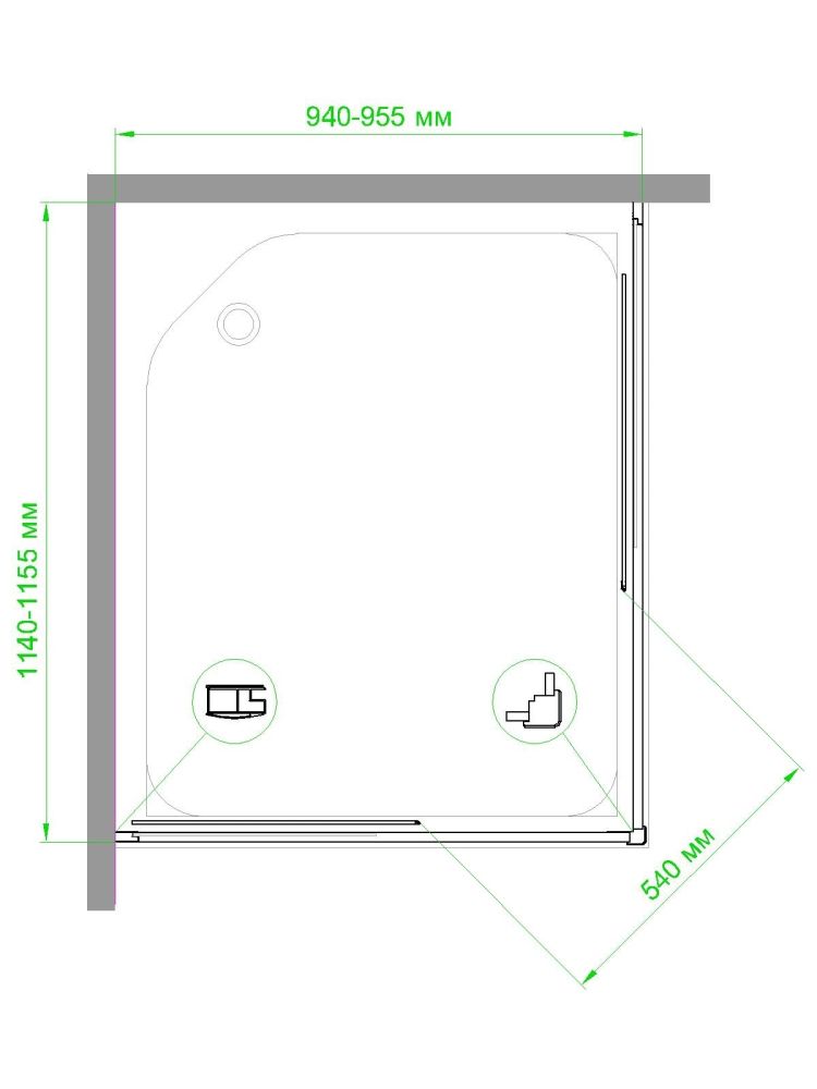 Душевой уголок Royal Bath RB HPD-C-ST 115х95х200 (матовое), артикул RB95115HPD-C-ST