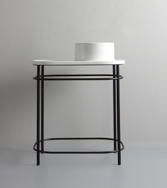 White Ceramic Upper, комплект консоль W11080M + раковина без отв. под смеситель W3007, цвет черный матовый