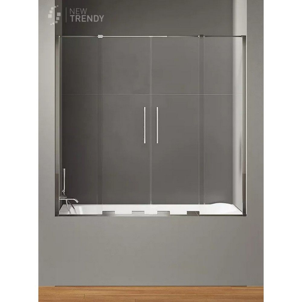 Шторка для ванны NEW TRENDY SMART 140 см EXK-4104 (хром)