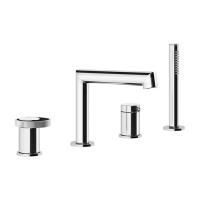 Gessi Anello Смеситель для ванны на 4 отверстия: излив, девиатор, шланг, лейка, цвет: хром Gessi Anello Смеситель для ванны на 4 отверстия: излив, девиатор, шланг, лейка, цвет: хром