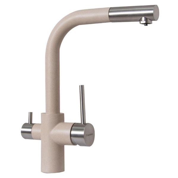 Смеситель для кухни с выдвижным изливом и подключением фильтра Florentina КРИСТАЛЛ 333.32H.2123.107, песочный