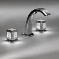 THG METROPOLIS CRISTAL CLAIR Смеситель для раковины на 3 отверстия, ручки с подсветкой, с донным клапаном, цвет хром