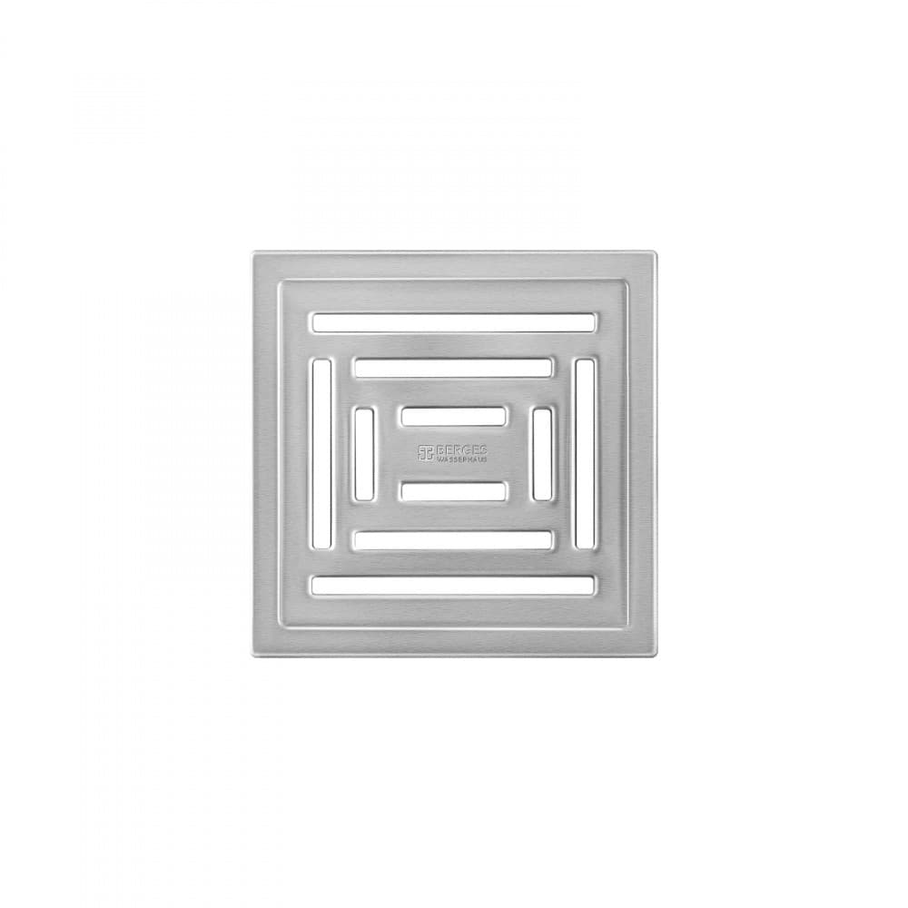 Трап BERGES водосток ZENTRUM Uno 100х100, матовый хром, выпуск D50/75/110 H74 вертикальный