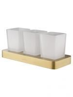 Три стакана для зубных щеток с держателем WONZON & WOGHAND LOTTE, Брашированное золото (WW-8338-BG)