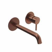 Смеситель для раковины ETERNA однорычажный настенный, без донного клапана, брашированная медь, pvd