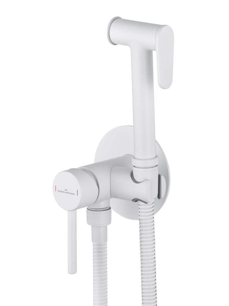 Смеситель с гигиеническим душем встраиваемый WONZON & WOGHAND STICK, Белый матовый (WW-88829902-MW)
