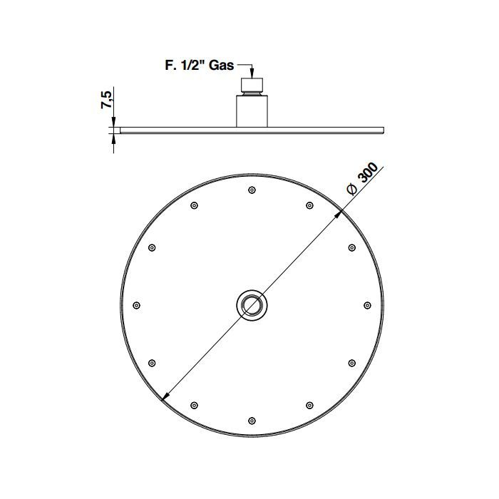 BONGIO Верхний душ Ø300 мм., цвет Terra di Toscana