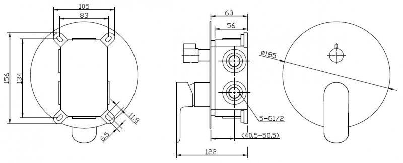 Встраиваемый смеситель для душа BelBagno ANCONA ANCONA-VDI-CRM