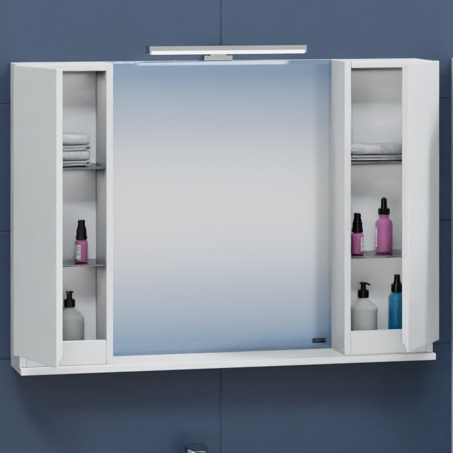 Зеркальный шкаф Санта Марс 100 см, 700285, с подсветкой, белый