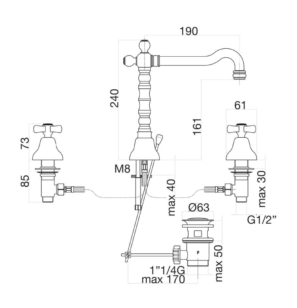 Смеситель для раковины Fiore MARGOT 26OO0637, золото, артикул 26OO0637