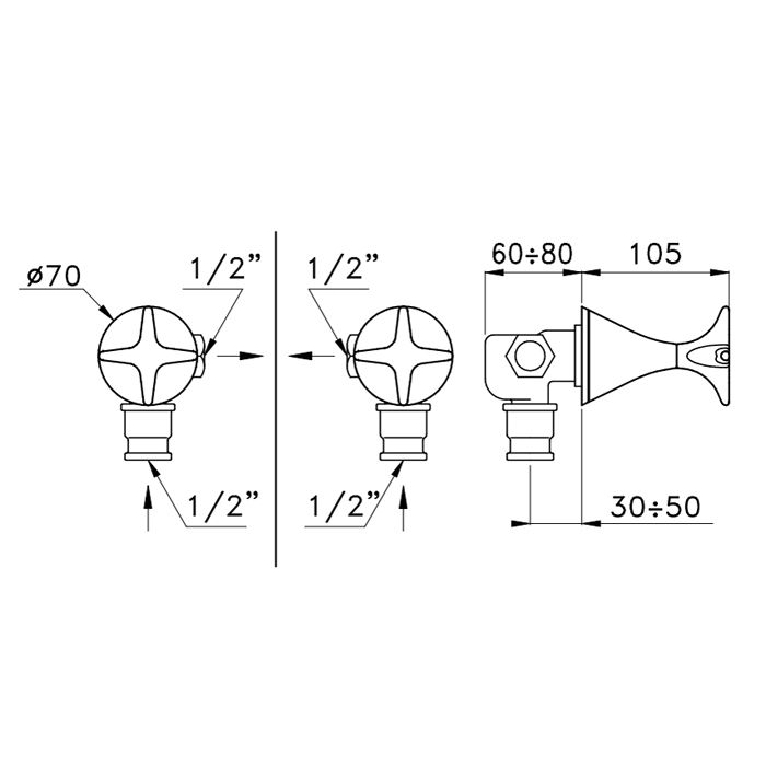 Stella 130 Угловой кран 0/152, цвет: хром