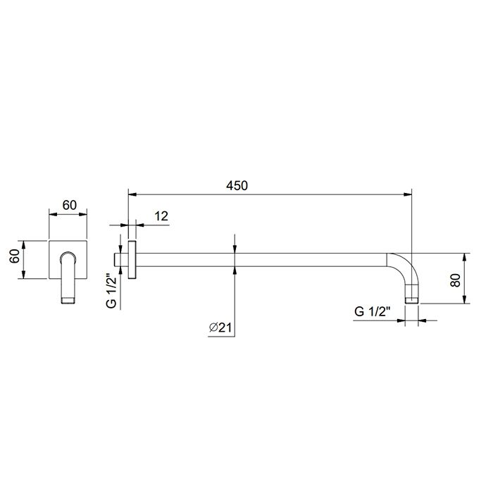 FANTINI MINT Кронштейн для душевой лейки 45 см, цвет черный матовый