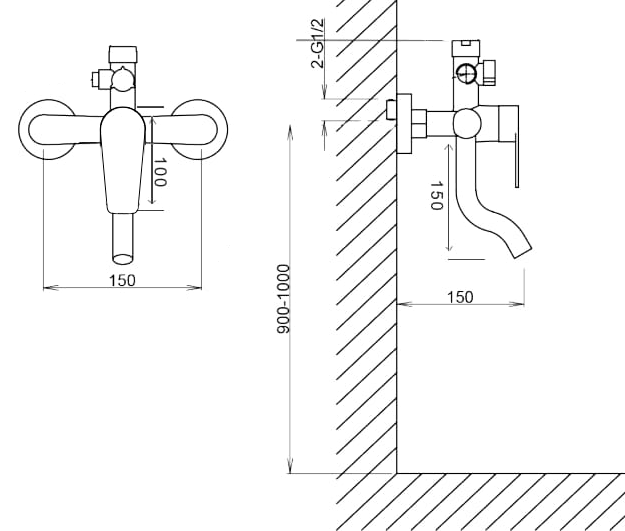Смеситель для душ колонны универсальный (подл.3/4) артикул: FR54