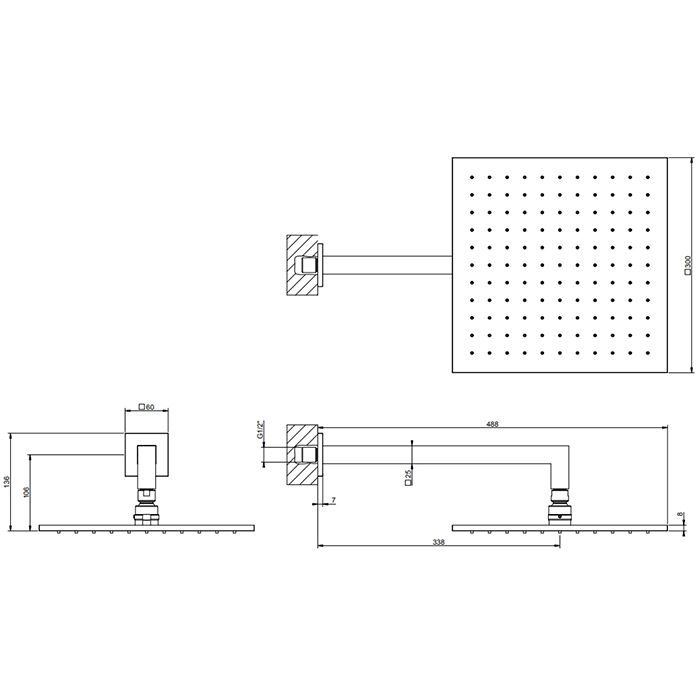 Gessi Emporio Emporio shower Душевая головка для настенного крепления, поворотная, с защитой от известкового налёта, цвет: Finox Brushed Nickel