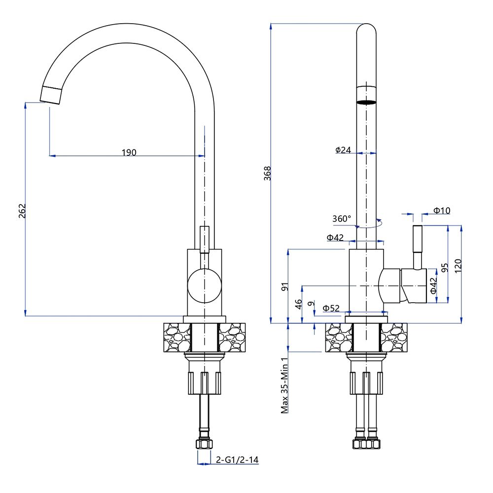 Смеситель для кухни GranFest Z-5410, нержавейка