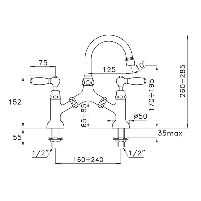 Stella Italica Leve Смеситель для раковины на 2 отверстия 3215, цвет: хром
