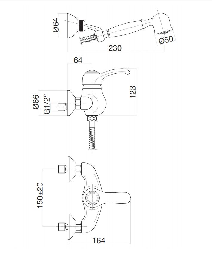 Смеситель для душа Fiore Jafar 47OO5127, золото