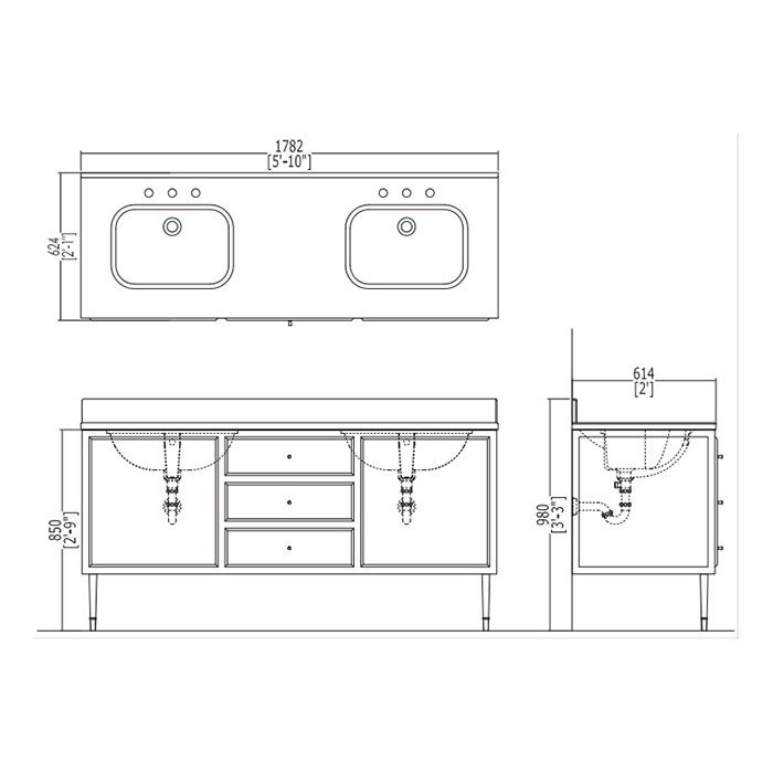 Devon Swindon Раковина встраиваемая под столешницу (55,5х38,5 cм), цвет: белый, артикул ACSWINDONDS bi