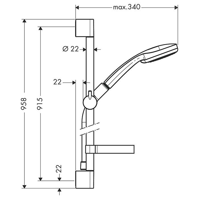 HG Croma 100 Душевой набор Vario (ручной душ 4jet, штанга для душа 90см, шланг для душа, мыльница), EcoSmart, цвет: хром HG Croma 100 Душевой набор Vario (ручной душ 4jet, штанга для душа 90см, шланг для душа, мыльница), EcoSmart, цвет: хром