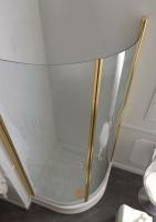 KERASAN Душ.ограждение h187см "полукруг",2 дв.,для поддона 1339 90х90см, проф.золото+прозрач.стекло