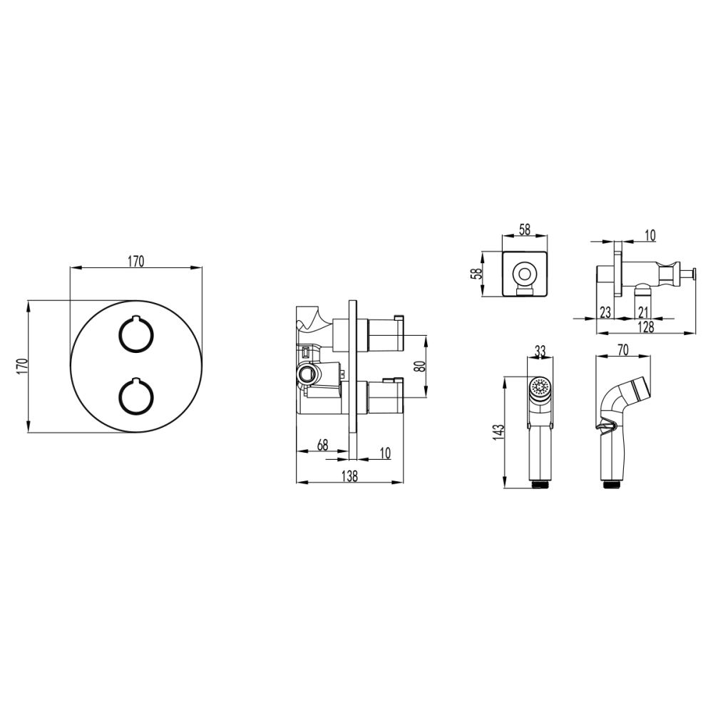 Смеситель Lemark Yeti термостатический с гигиеническим душем (LM7819С), артикул LM7819C