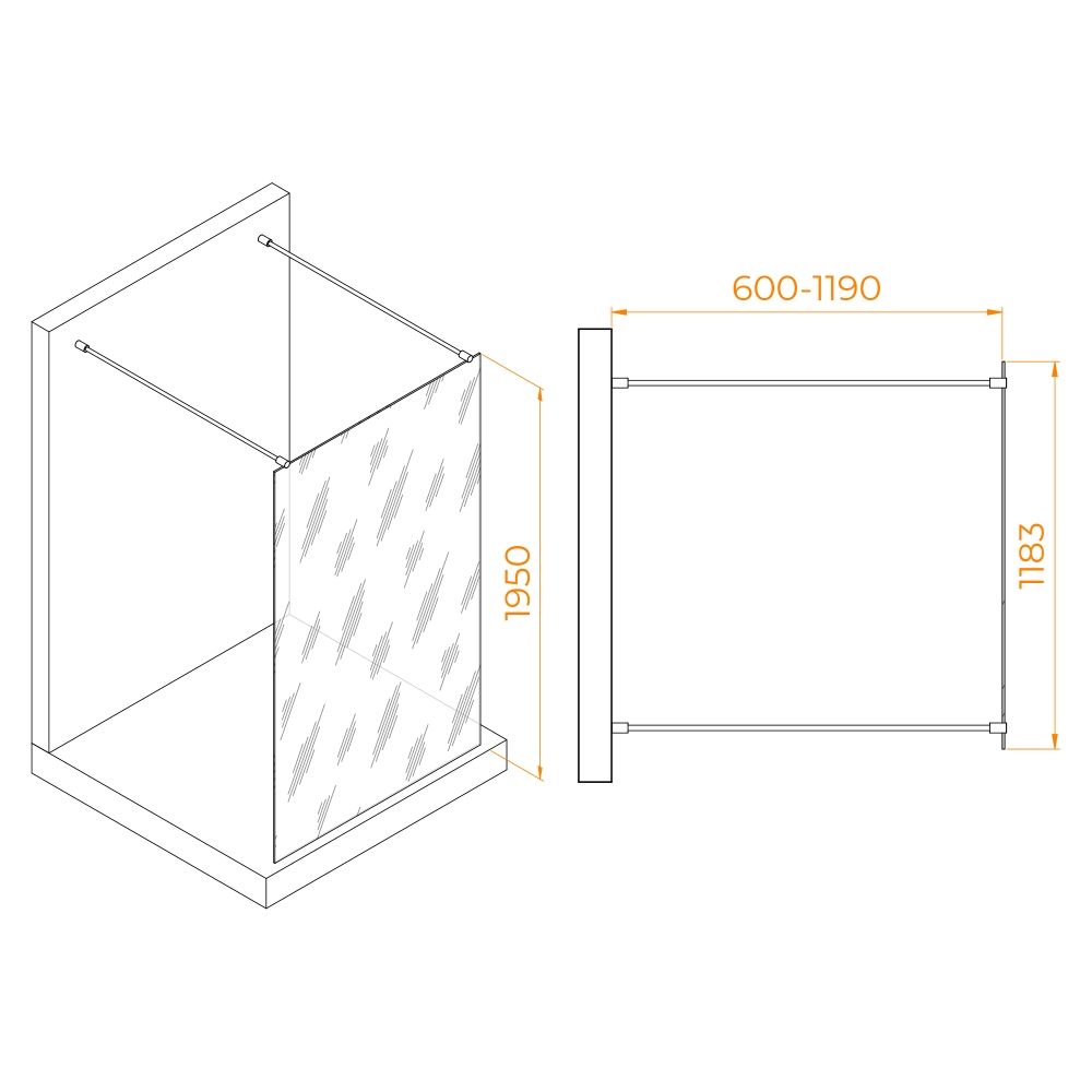 Душевая перегородка RGW WA-016 (Прозрачное, 1200)