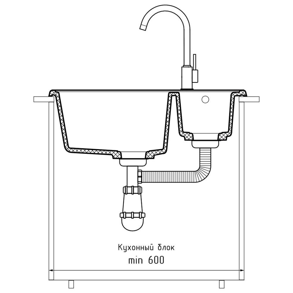 Кухонная мойка GranFest QUARZ 9, темно-серый, артикул 09 темно-серый