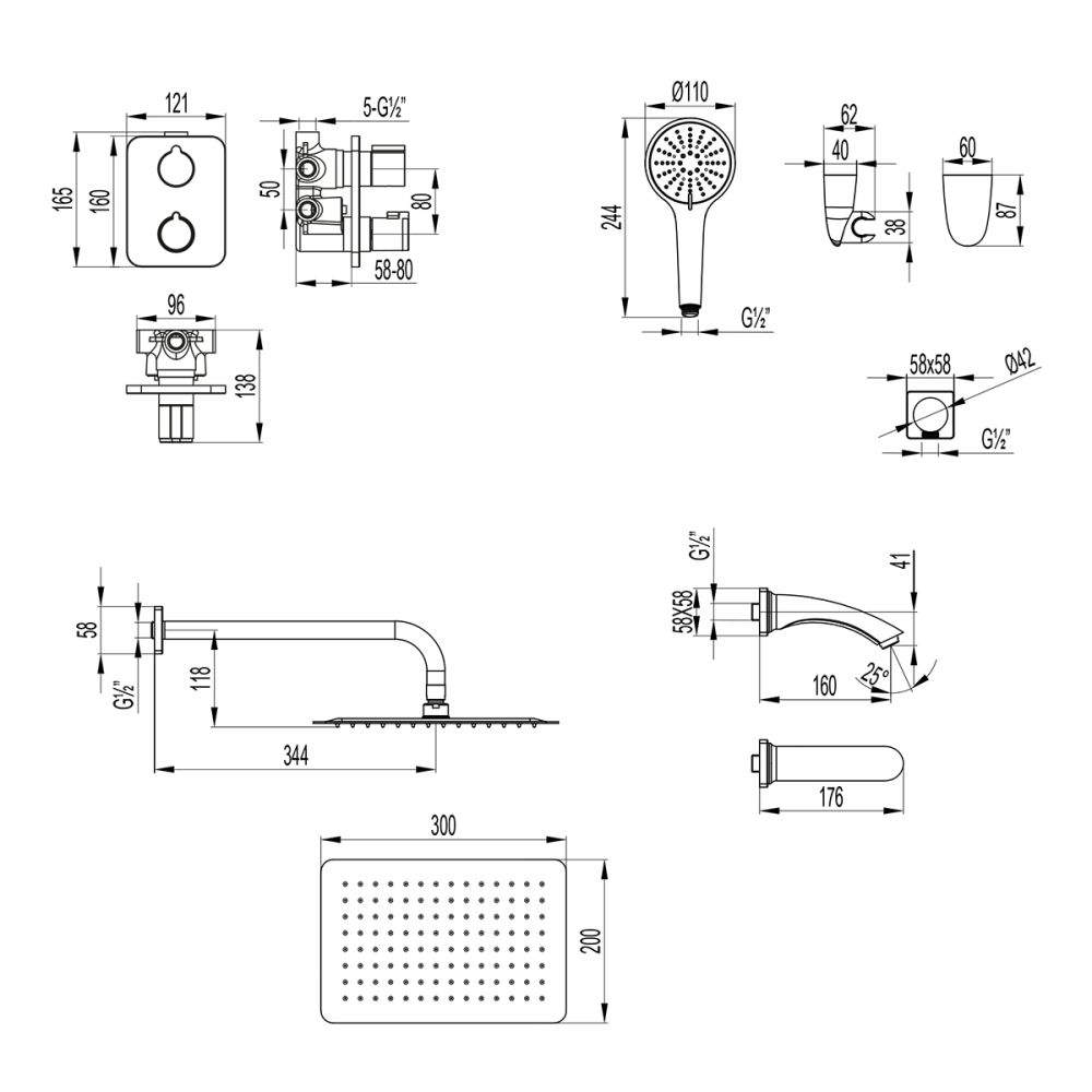 Душевая система Lemark Bronx встраиваемая (LM3742GM), артикул LM3742GM