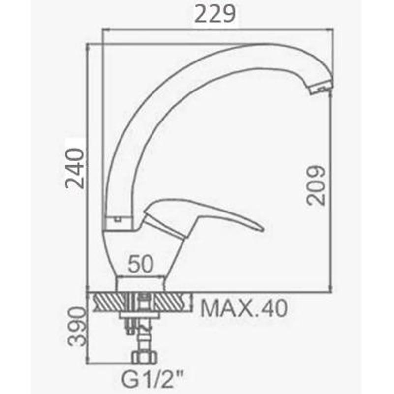 Смеситель для кухни D-Lin D150404-1, хром