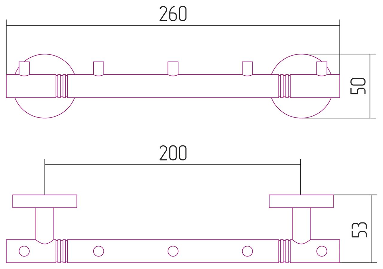 Полотенцедержатель, Сунержа, КАНЬОН, с 6-ю крючками, ширина, мм-320, глубина, мм-53, высота, мм-50, тип установки-настенный, материал-нержавеющая сталь, крепления в комплекте, цвет-флок красный