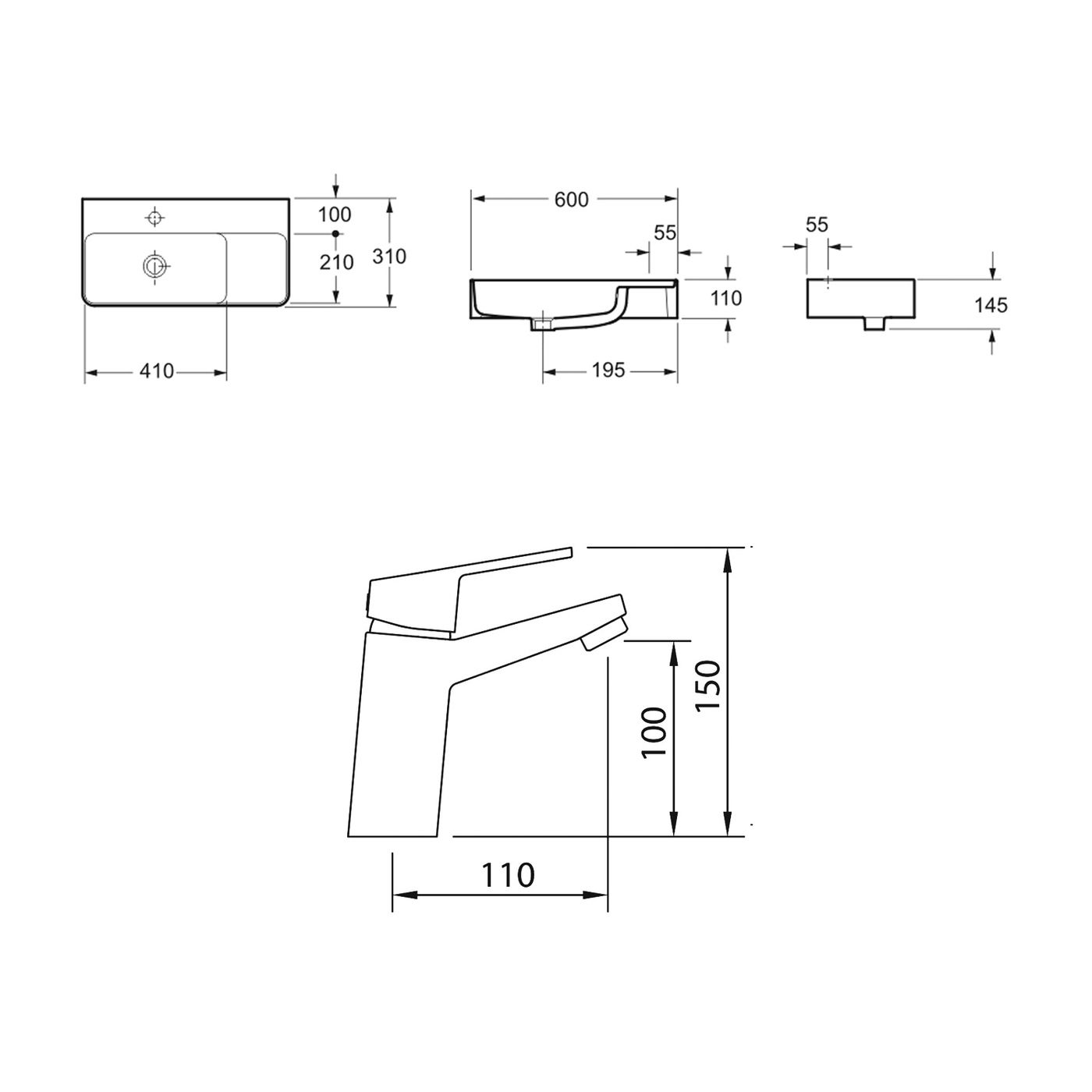 Комплект 2 в 1 Lavinia Boho Bathroom Sink 21510265, накладная фарфоровая раковина 60 см, смеситель
