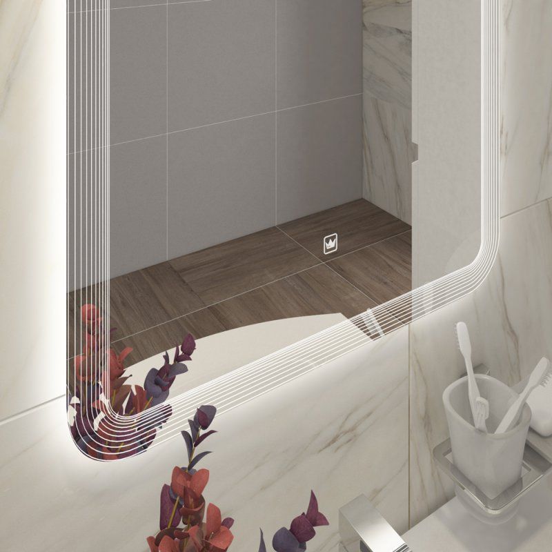 Зеркало DUET CEZARES с лазерной гравировкой, контурной подсветкой и сенсорным выключателем