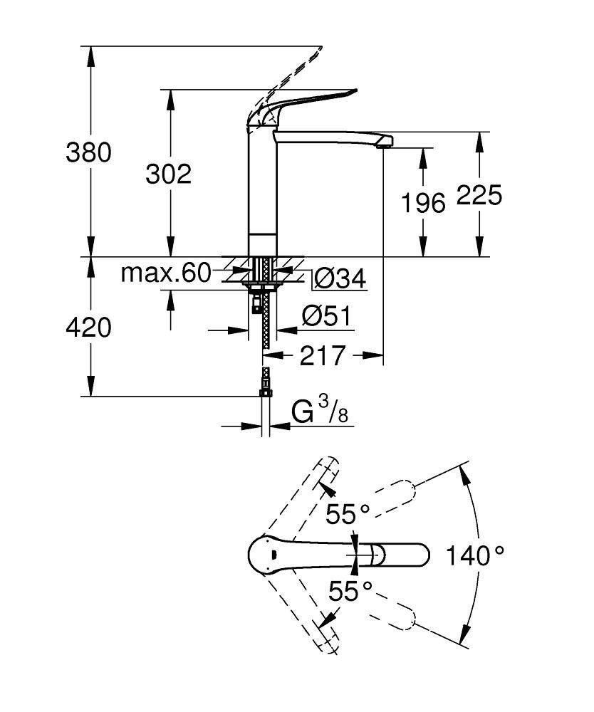 Смеситель для раковины GROHE Euroeco Special, хром (30208000) Смеситель для раковины GROHE Euroeco Special, хром (30208000)