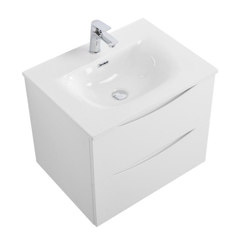 MARINO-CER-N База под раковину подвесная с двумя выкатными ящиками, Bianco Lucido, 696x455x500, MARINO-CER-N-700-2C-SO-BL-P, артикул MARINO-CER-N-700-2C-SO-BL-P