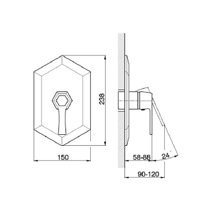 CISAL Встраиваемая часть однорычажного смесителя для душа