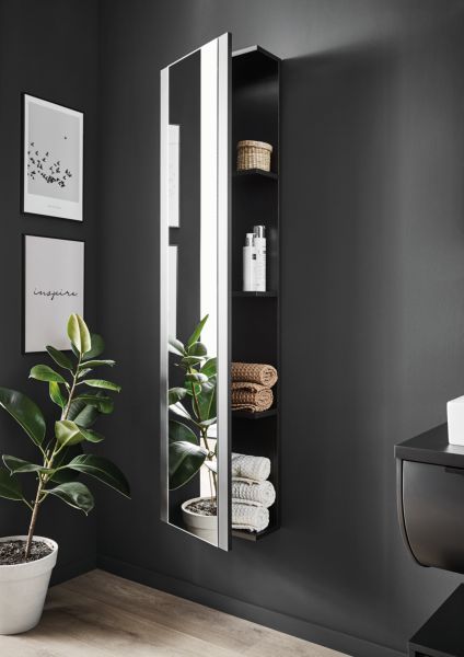 Puris Rounds, высокий шкаф (1 зеркальная дверь) 400 мм левый, цвет дуб натуральный