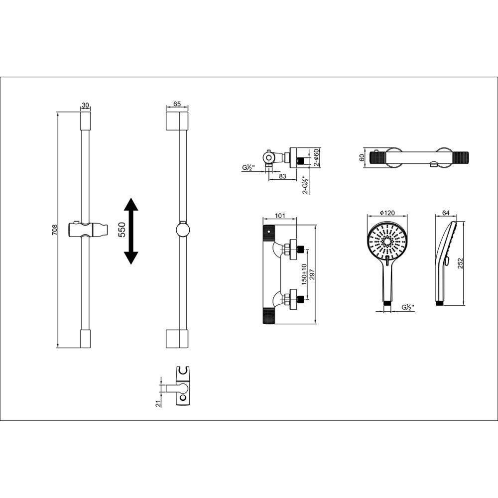 Смеситель Lemark Beluga для душа, термостатический (LMF-8044B-BRLG), артикул LMF-8044B-BRLG