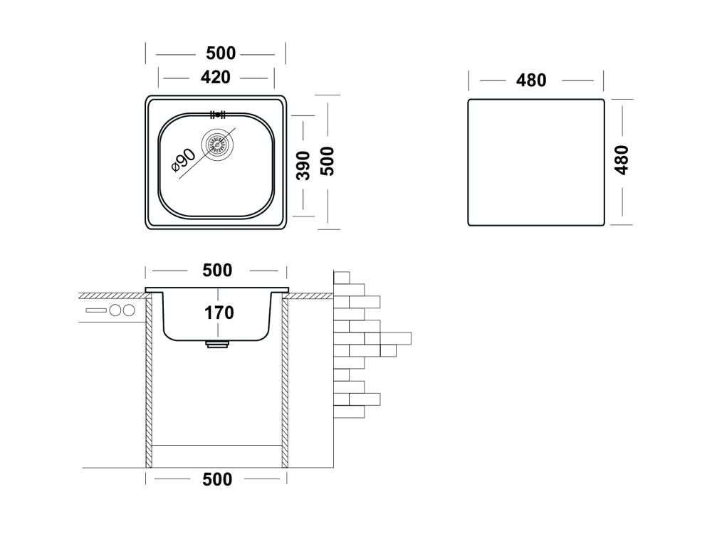 Кухонная мойка UKINOX Спектр SPM500.500 -GT6K -C, 50*50, артикул SPM500.500 -GT6K -C