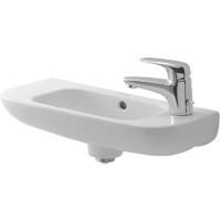 Раковина, Duravit, D-Code, ширина, мм-500, глубина, мм-220, высота, мм-135, отверстия для смесителя-1 справа, перелив-есть, материал-керамика, цвет-белый, глазуровка снизу