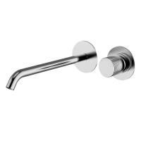 Смеситель для раковины, Cisal, X32, тип открывания воды-однорычажный, тип регулирования воды-керамический картридж, монтаж-настенный встраиваемый, отверстия для монтажа-2, вынос излива, мм-248, внутренняя часть-необходимо заказать, цвет-Brushed Stainless 