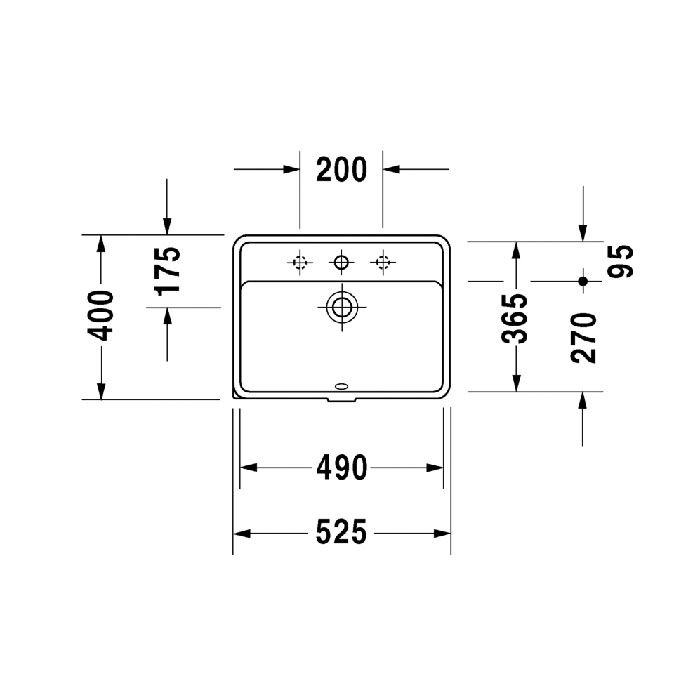 Duravit  Starck 3 Раковина встраиваемая снизу  490х365 мм с 1 отв под смеситель, с переливом, цвет белый
