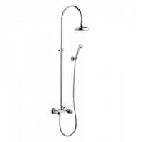 Bongio Impero Смеситель  душевой со стойкой с верхним и ручным душем, цвет хром/Blue and Red Swarovski